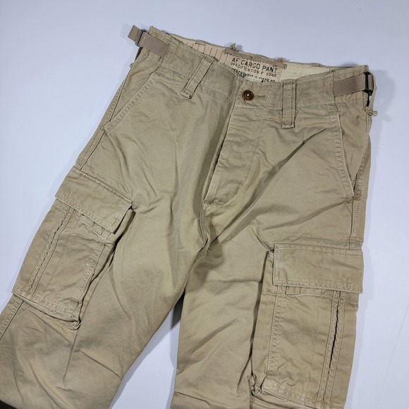 Abercrombie Fitch Men's Twill 6 Pocket AF Cargo Pant Button Fly Beige Size 28x31 - Picture 3 of 12